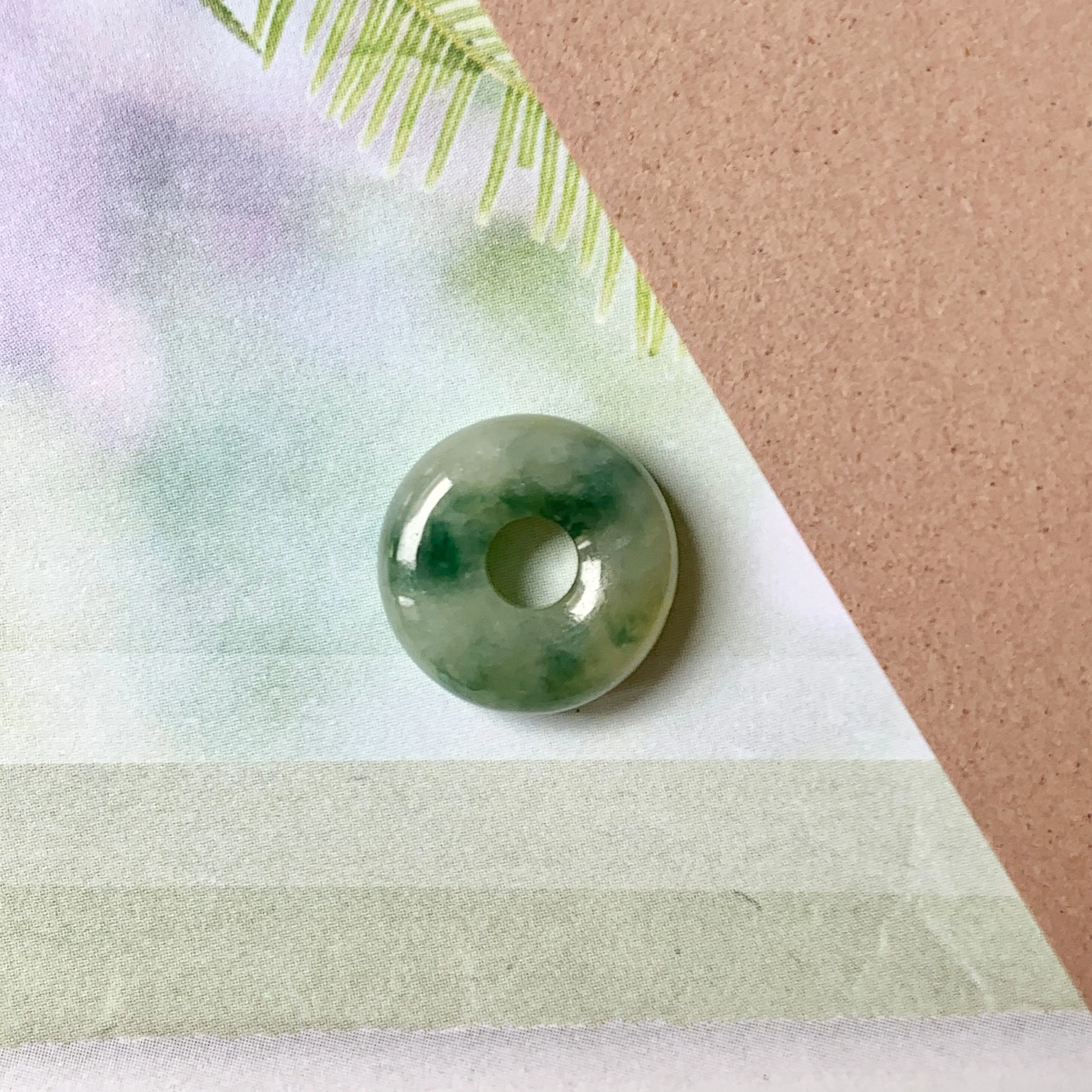A-Grade Natural Floral Jadeite Donut Pendant No.220646
