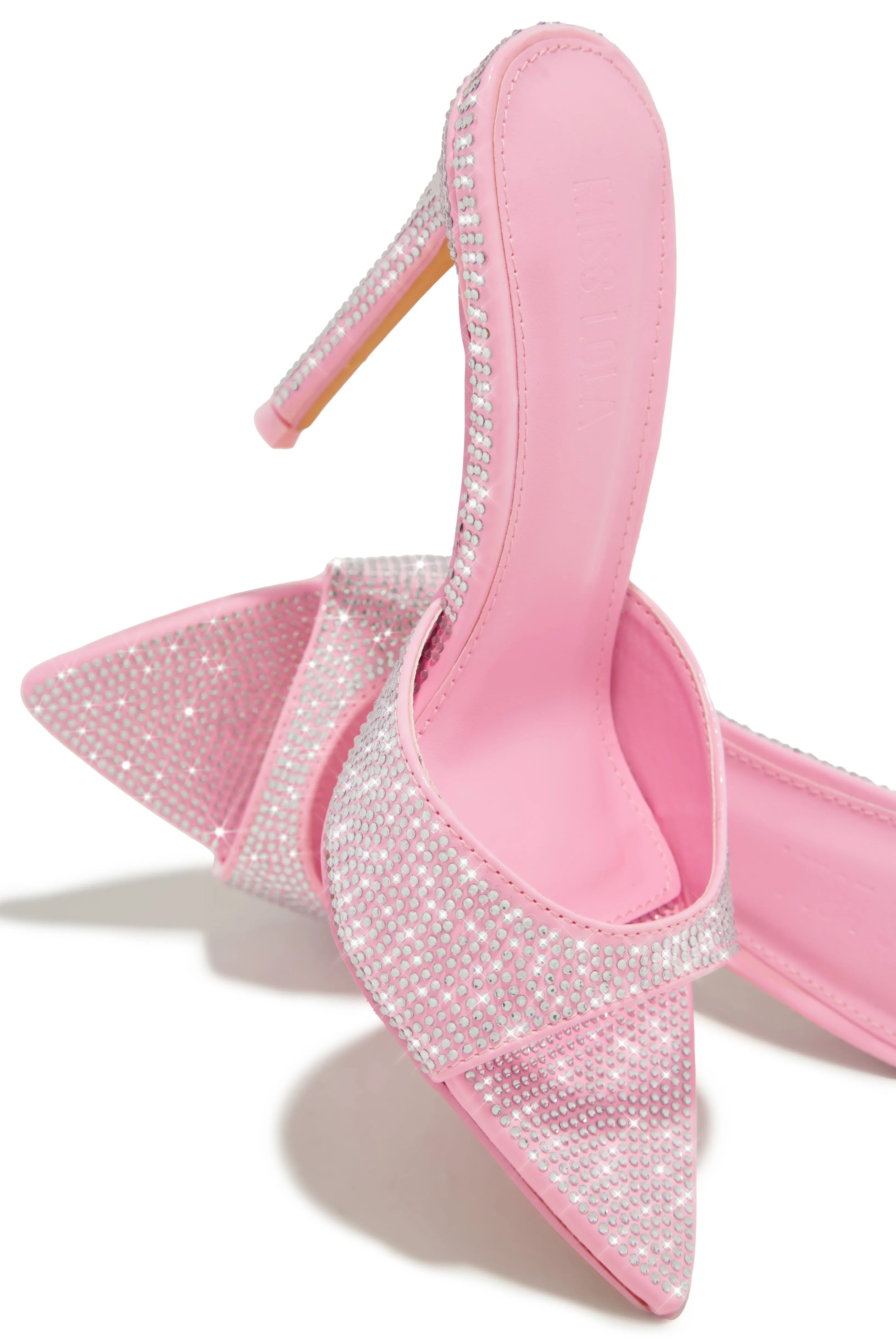 Amiah Embellished High Heel Mules - Pink