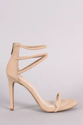 Anne Michelle Nubuck Triple Ankle Strap Single Sole Heel