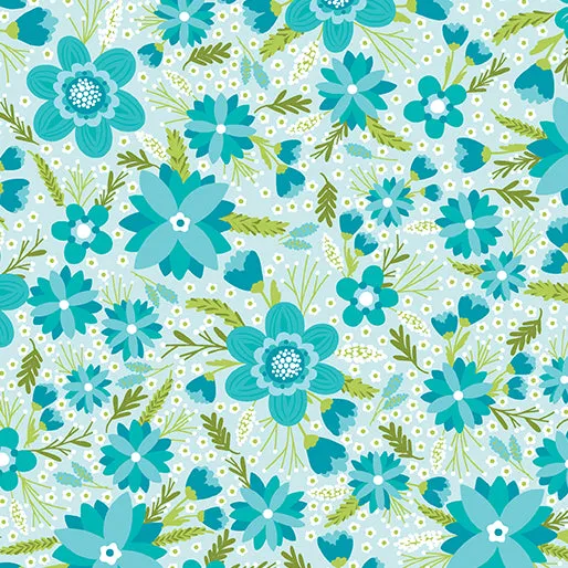 Benartex Secret Garden 13694 54 Garland Teal By The Yard