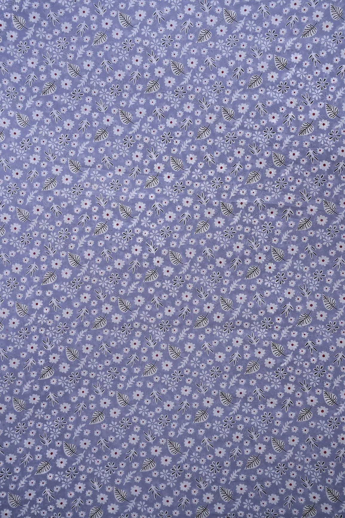 Big Width "56" White Small Floral Digital Print On Light Blue Grey Georgette Fabric