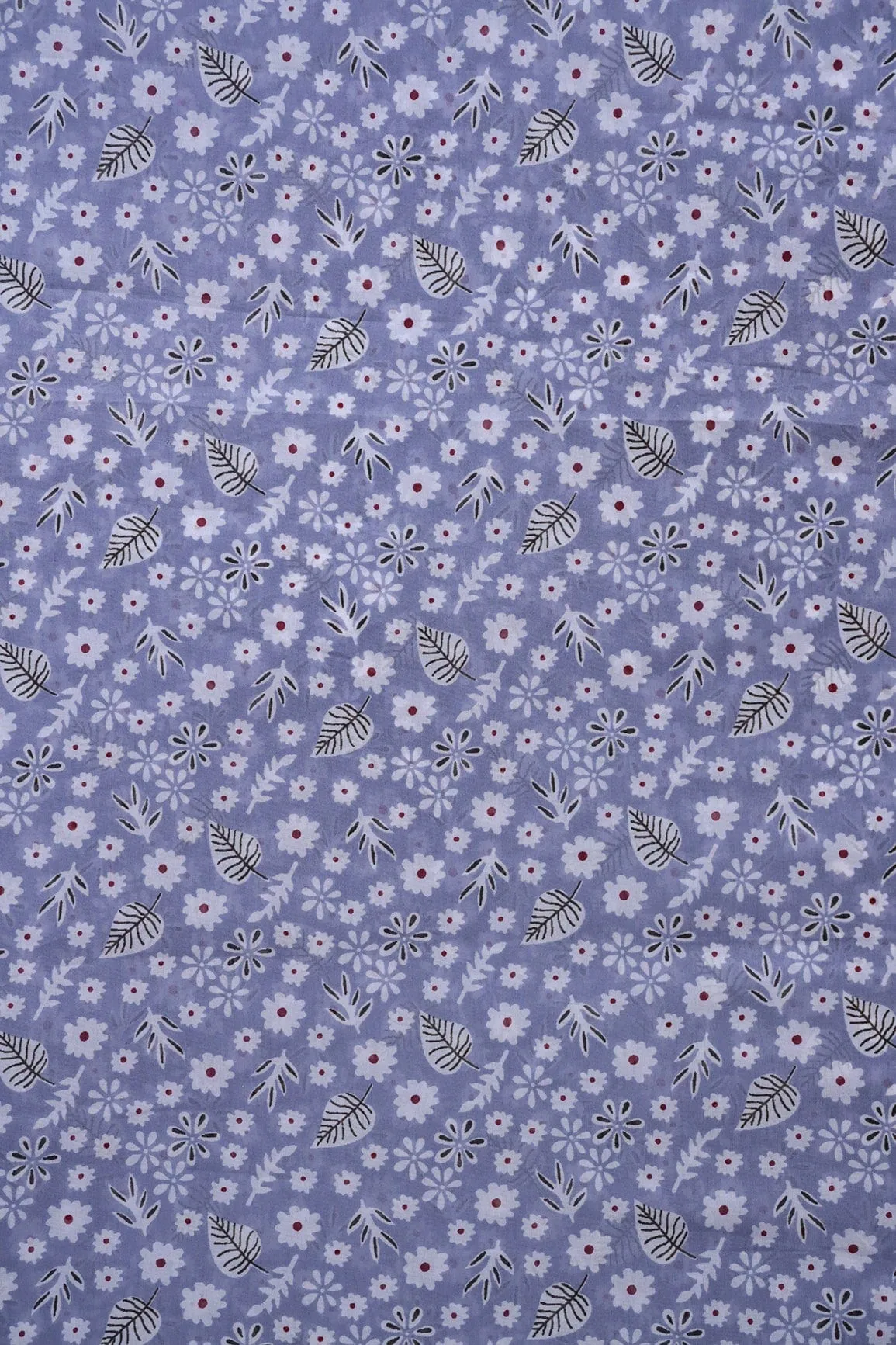 Big Width "56" White Small Floral Digital Print On Light Blue Grey Georgette Fabric