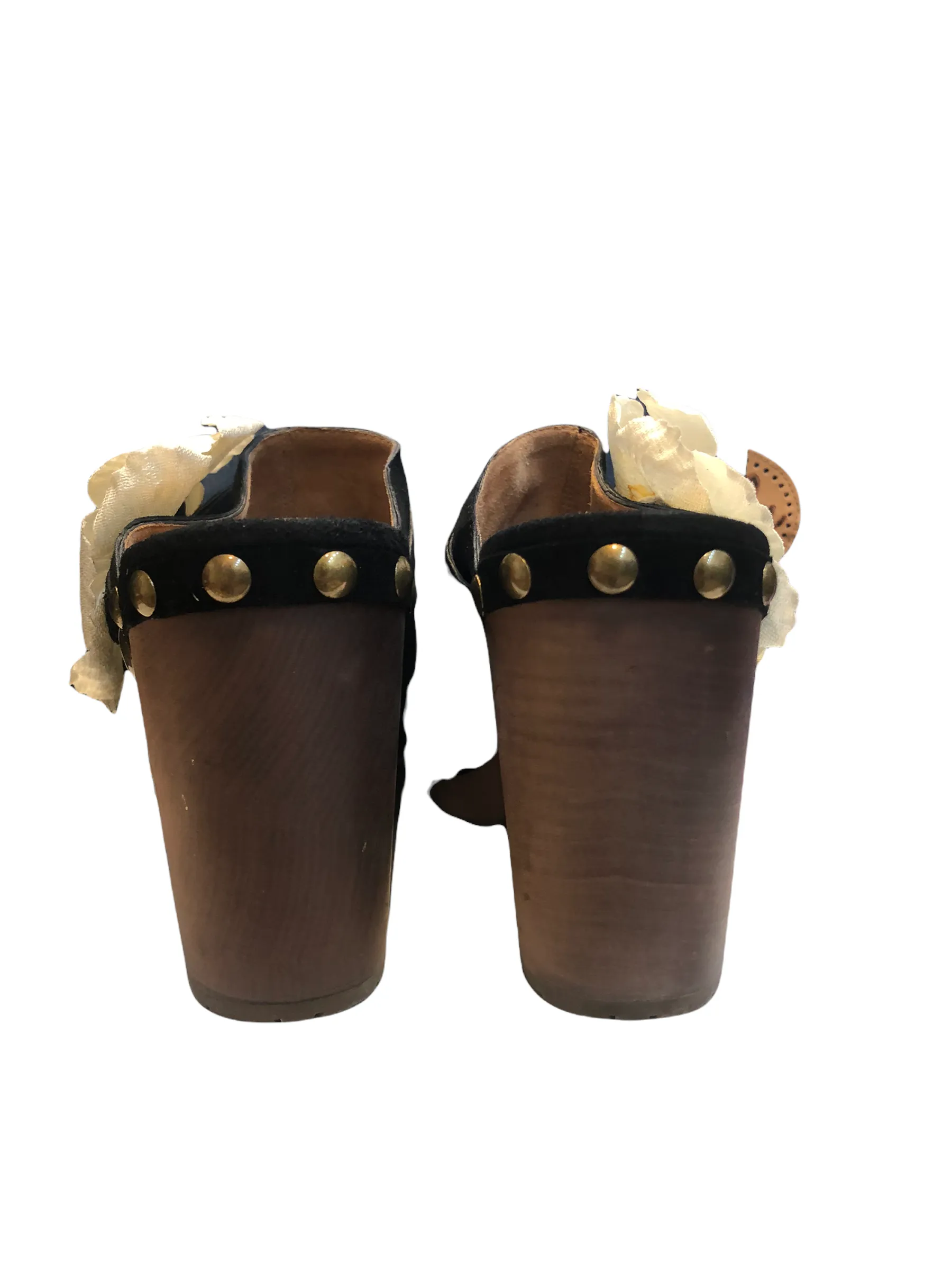 Chanel Black Suede Block Heel Clogs - UK 6
