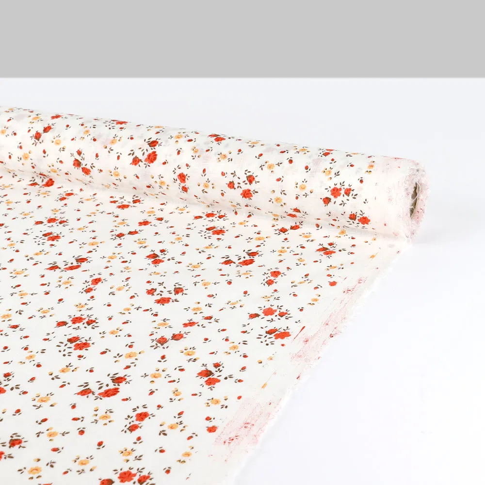 Ditsy Floral Linen - Ivory / Sienna