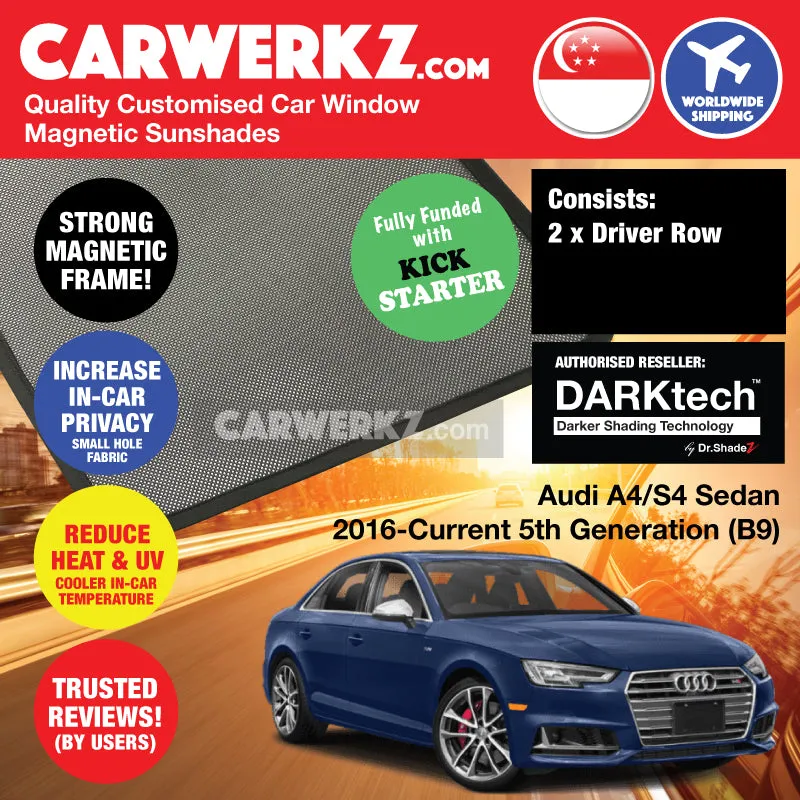 Dr Shadez DARKtech Audi A4 S4 Sedan 2016-Current 5th Generation (B9) Germany Car Customised Window Magnetic Sunshades