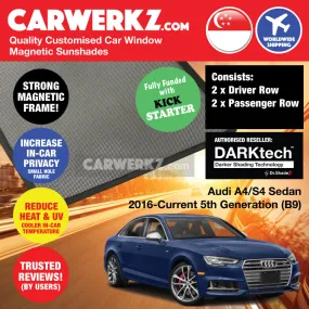 Dr Shadez DARKtech Audi A4 S4 Sedan 2016-Current 5th Generation (B9) Germany Car Customised Window Magnetic Sunshades