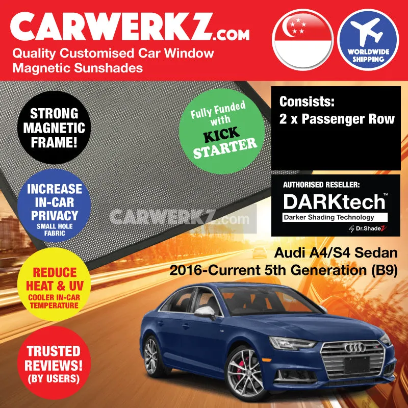 Dr Shadez DARKtech Audi A4 S4 Sedan 2016-Current 5th Generation (B9) Germany Car Customised Window Magnetic Sunshades