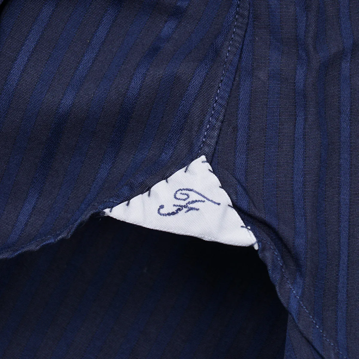 Finamore Satin Stripe Cotton Shirt