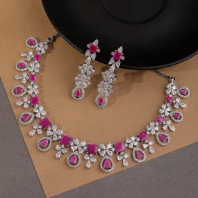 Janet Rhodium Plated Cz Necklace