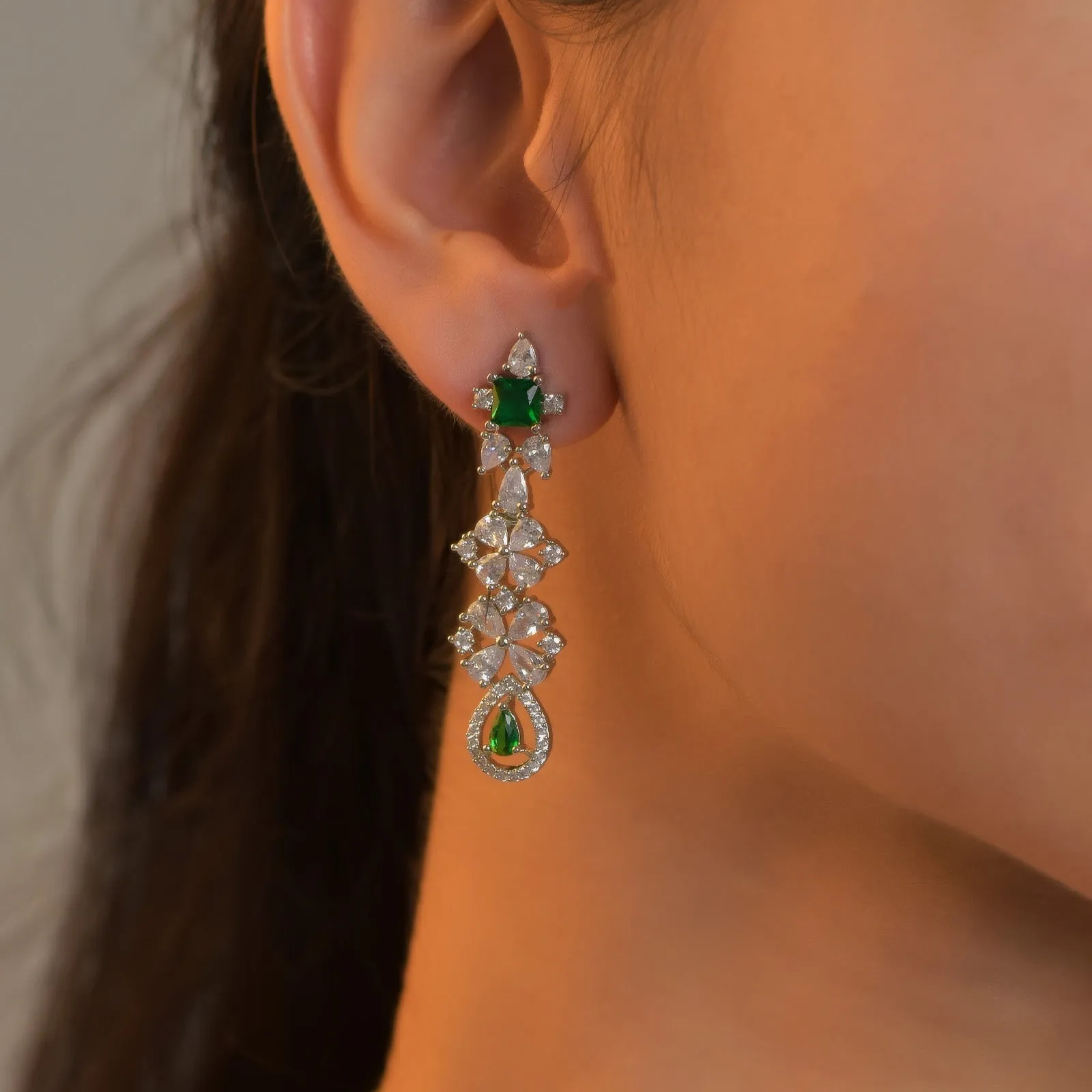Janet Rhodium Plated Cz Necklace