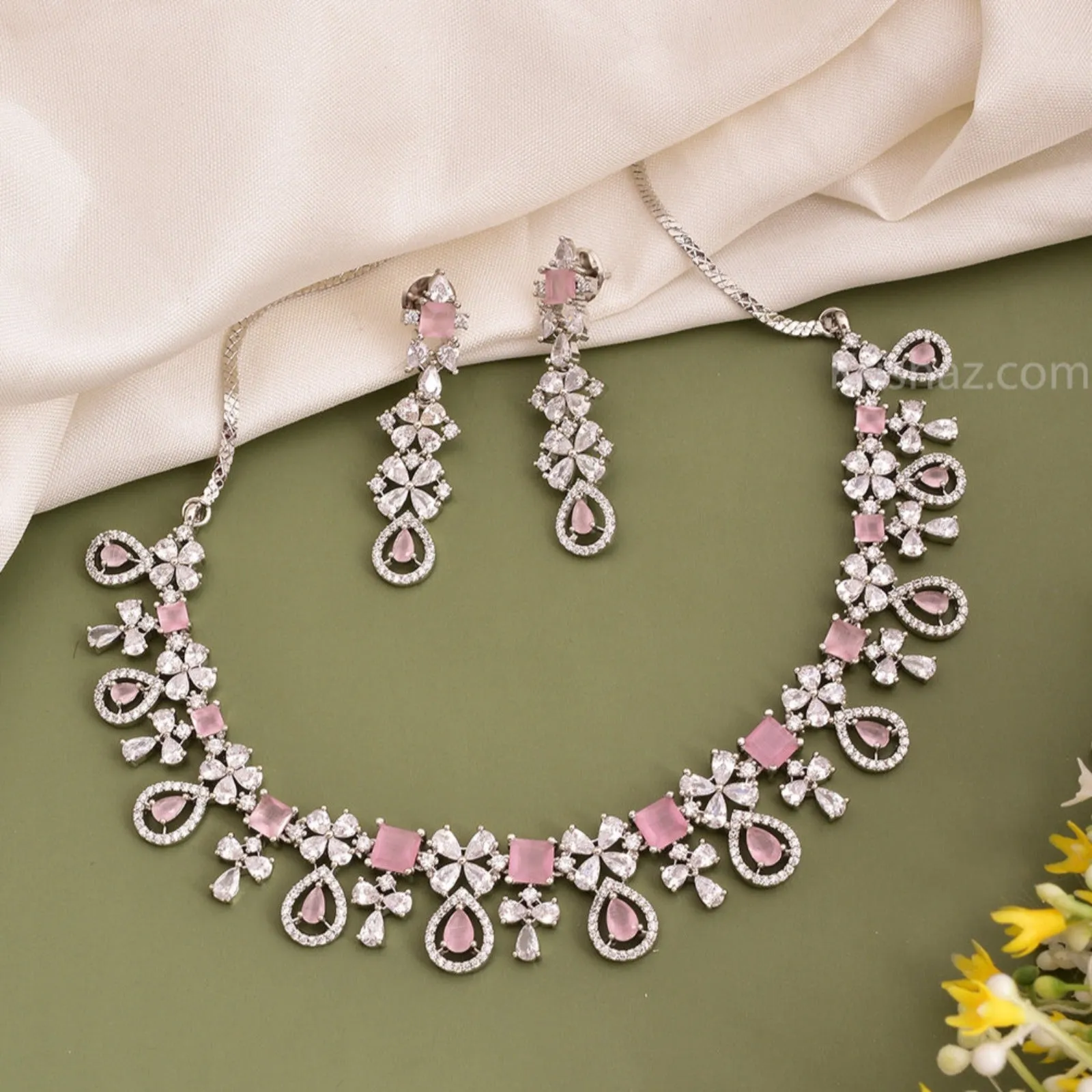 Janet Rhodium Plated Cz Necklace