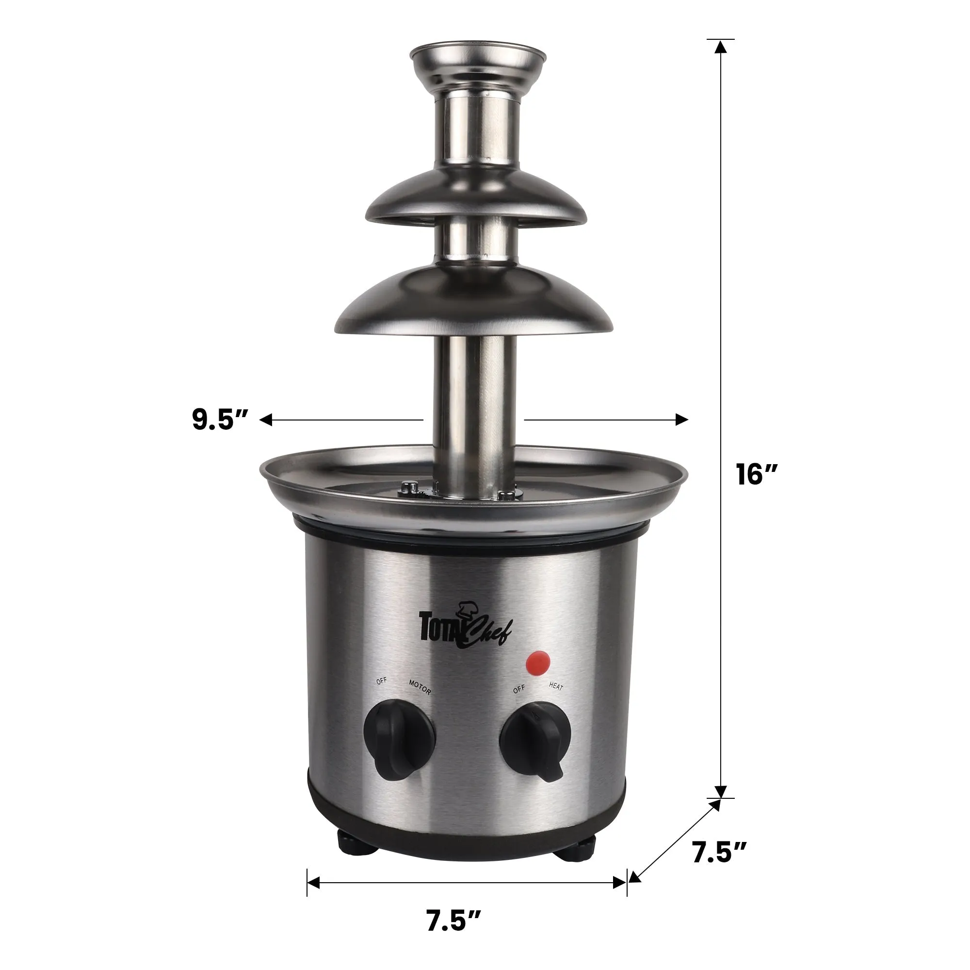 Total Chef 3 Tier Chocolate Fountain, Huge 1.5 lbs (680 g) Capacity, Adjustable Temperature Electric Chocolate Fondue Machine, Easy to Assemble, Ideal for Birthday Party, Buffet, Family Gathering